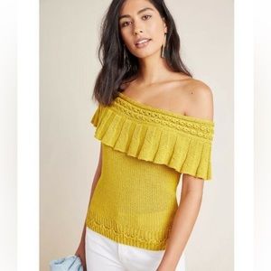 Off-Shoulder Yellow Knit Top